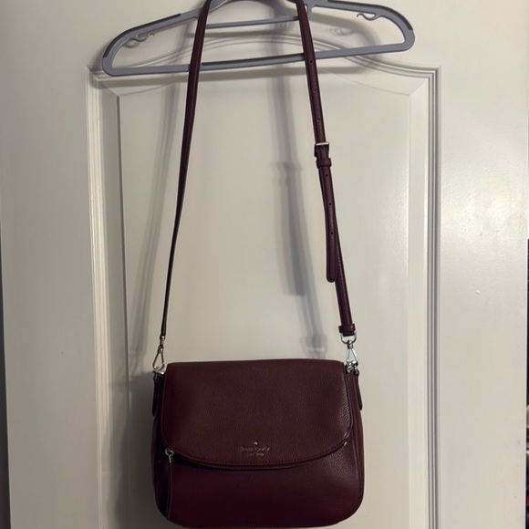 Kate Spade Deep Burgundy Shoulder Bag w/ Crossbody strap. - Picture 3 of 5